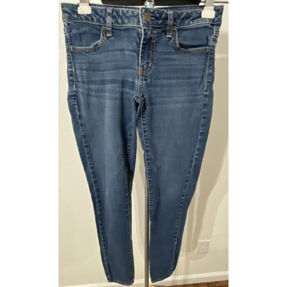 American Eagle Stretch Jrs/Womens  Size 8 Long Jegging  Jeans Blue 28X30 Lowrise